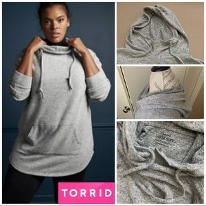 Torrid 3 SUPER SOFT PLUSH cowl hoodie grey